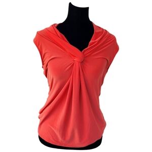 Grace Orange Twist-Front Sleeveless Blouse Size M